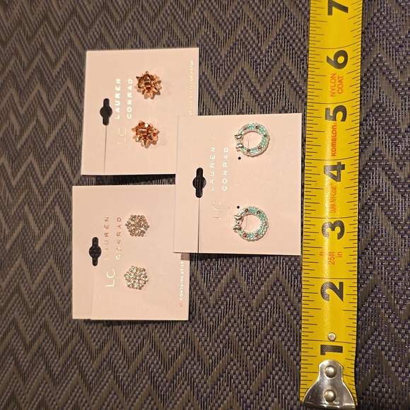 LC LAUREN CONRAD BRAND WOMEN'S HOLIDAY POST PIERCED EARRINGS BUNDLE OF 3 PAIR - Picture 6 of 12